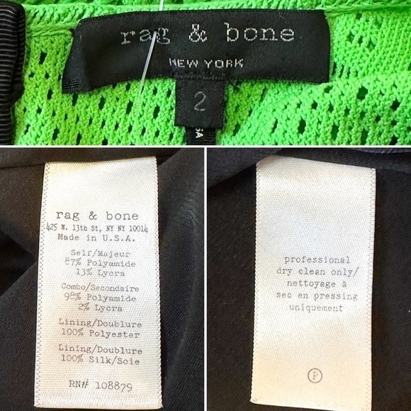 RAG & BONE Green Niki pointelle laddered-jersey fit and flare mini‎ dress SIZE 2 - Picture 13 of 15